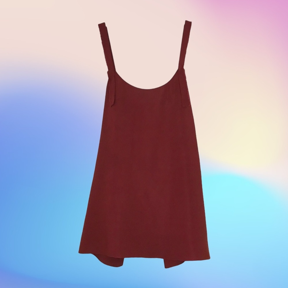 NWT Helmut Lang tie back tank top pomegranate maroon viscose rib twill small S